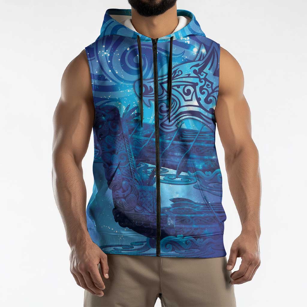 Kuri New Zealand Matariki Sleeveless Zip Hoodie Aotearoa Dog Waka Maori New Year Galaxy Vibes LT14 - Polynesian Pride