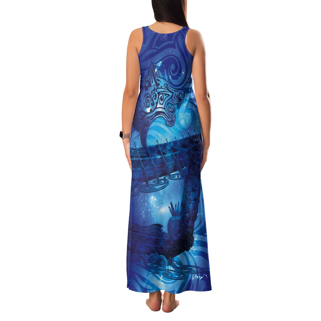 Kuri New Zealand Matariki Tank Maxi Dress Aotearoa Dog Waka Maori New Year Galaxy Vibes