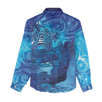 Kuri New Zealand Matariki Women Casual Shirt Aotearoa Dog Waka Maori New Year Galaxy Vibes LT14 - Polynesian Pride