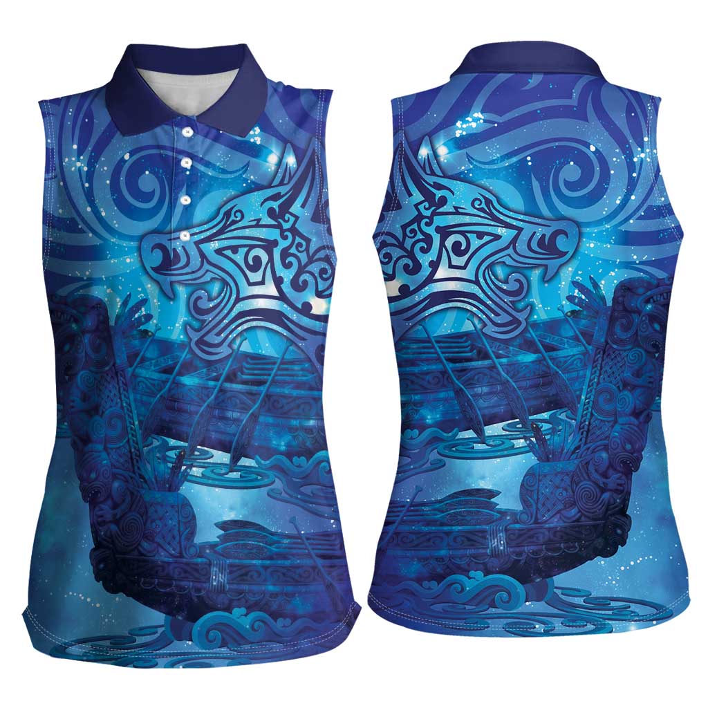 Kuri New Zealand Matariki Women Sleeveless Polo Shirt Aotearoa Dog Waka Maori New Year Galaxy Vibes LT14 - Polynesian Pride