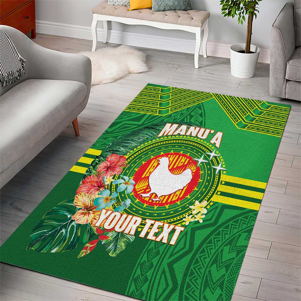 Personalized Manu'a Cession Day Area Rug Tropical Flowers With Polynesian Pattern LT14 - Polynesian Pride