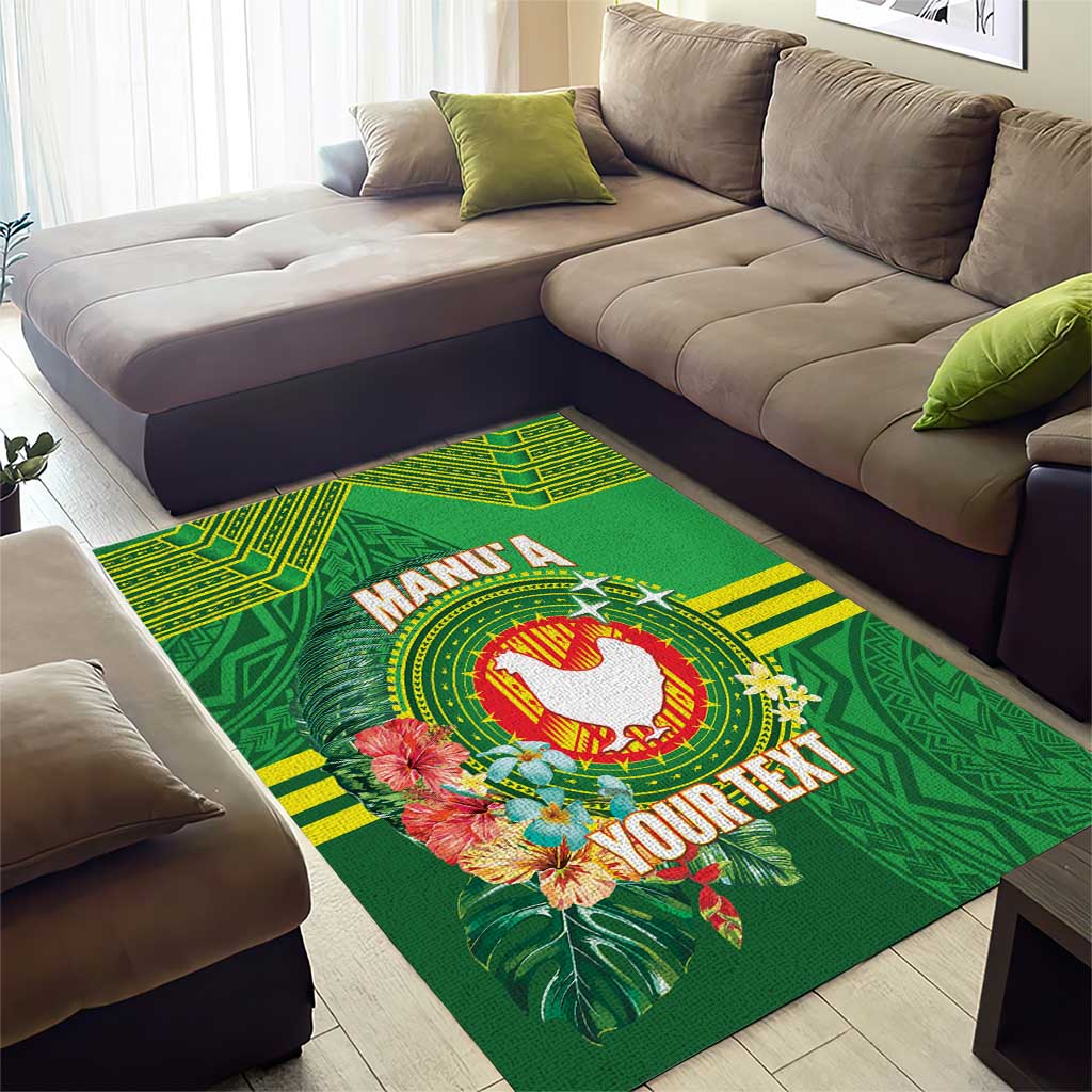 Personalized Manu'a Cession Day Area Rug Tropical Flowers With Polynesian Pattern LT14 - Polynesian Pride