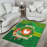 Personalized Manu'a Cession Day Area Rug Tropical Flowers With Polynesian Pattern LT14 - Polynesian Pride