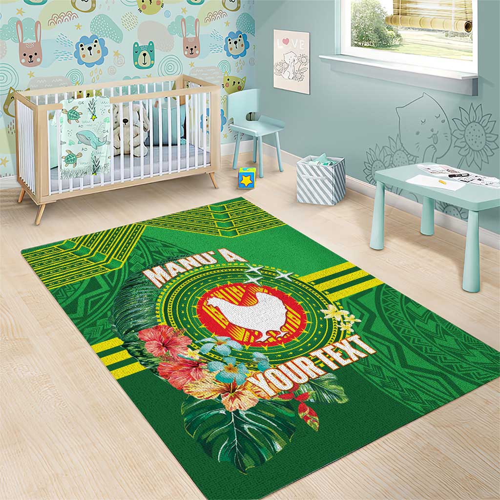 Personalized Manu'a Cession Day Area Rug Tropical Flowers With Polynesian Pattern LT14 - Polynesian Pride