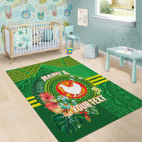 Personalized Manu'a Cession Day Area Rug Tropical Flowers With Polynesian Pattern LT14 - Polynesian Pride