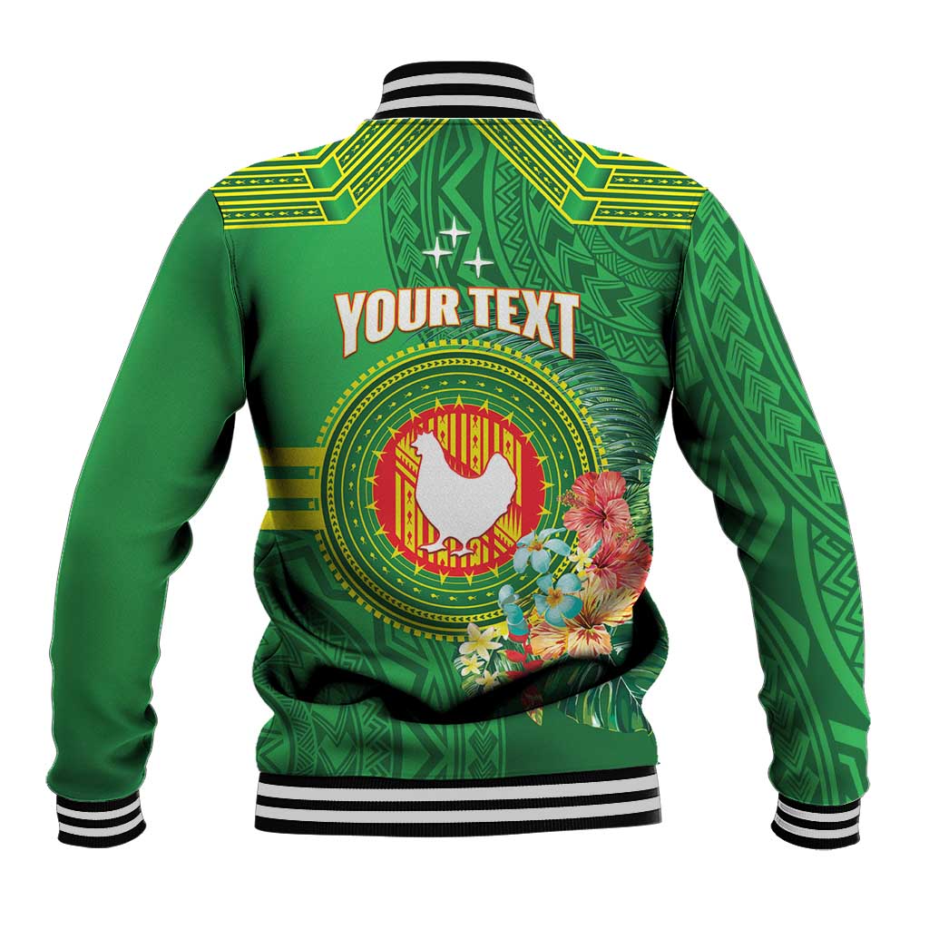 Personalized Manu'a Cession Day Baseball Jacket Tropical Flowers With Polynesian Pattern LT14 - Polynesian Pride