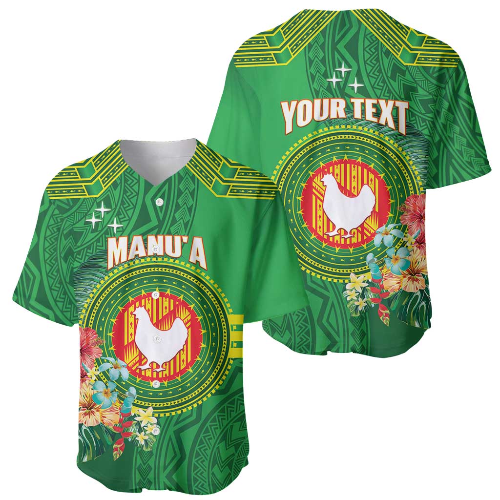 Personalized Manu'a Cession Day Baseball Jersey Tropical Flowers With Polynesian Pattern LT14 - Polynesian Pride