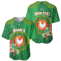 Personalized Manu'a Cession Day Baseball Jersey Tropical Flowers With Polynesian Pattern LT14 - Polynesian Pride