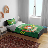 Personalized Manu'a Cession Day Bedding Set Tropical Flowers With Polynesian Pattern