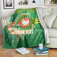 Personalized Manu'a Cession Day Blanket Tropical Flowers With Polynesian Pattern LT14 Green - Polynesian Pride