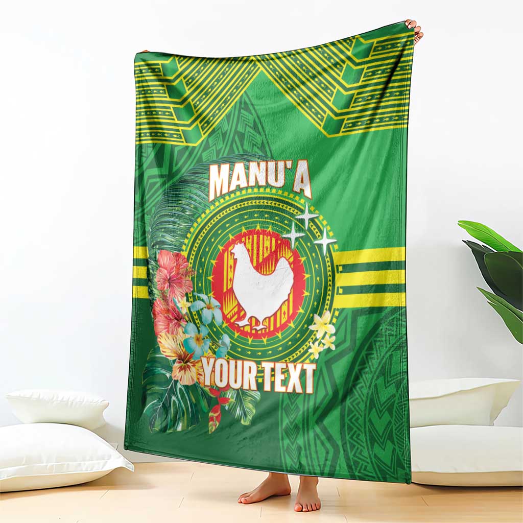 Personalized Manu'a Cession Day Blanket Tropical Flowers With Polynesian Pattern LT14 - Polynesian Pride