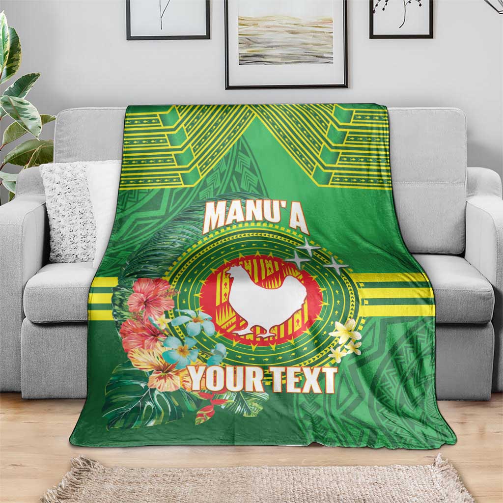 Personalized Manu'a Cession Day Blanket Tropical Flowers With Polynesian Pattern LT14 - Polynesian Pride