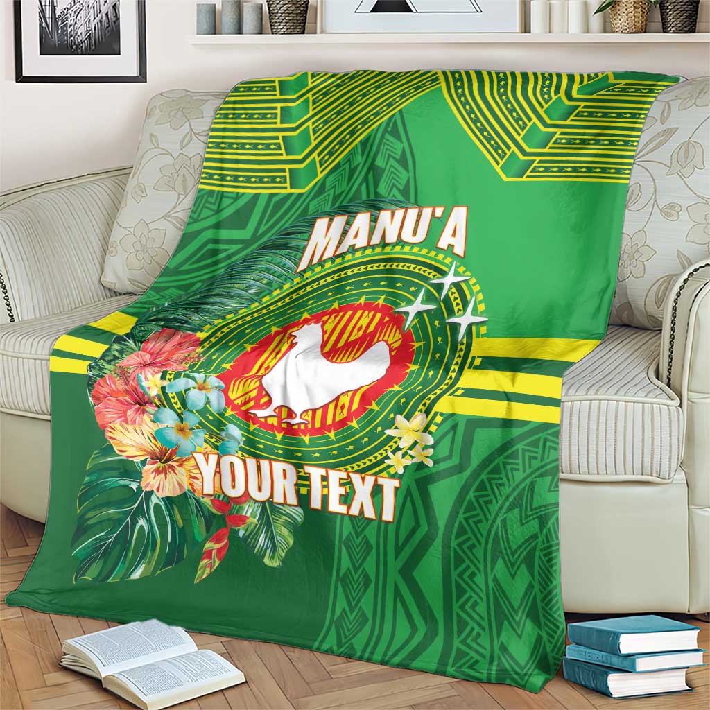 Personalized Manu'a Cession Day Blanket Tropical Flowers With Polynesian Pattern LT14 - Polynesian Pride