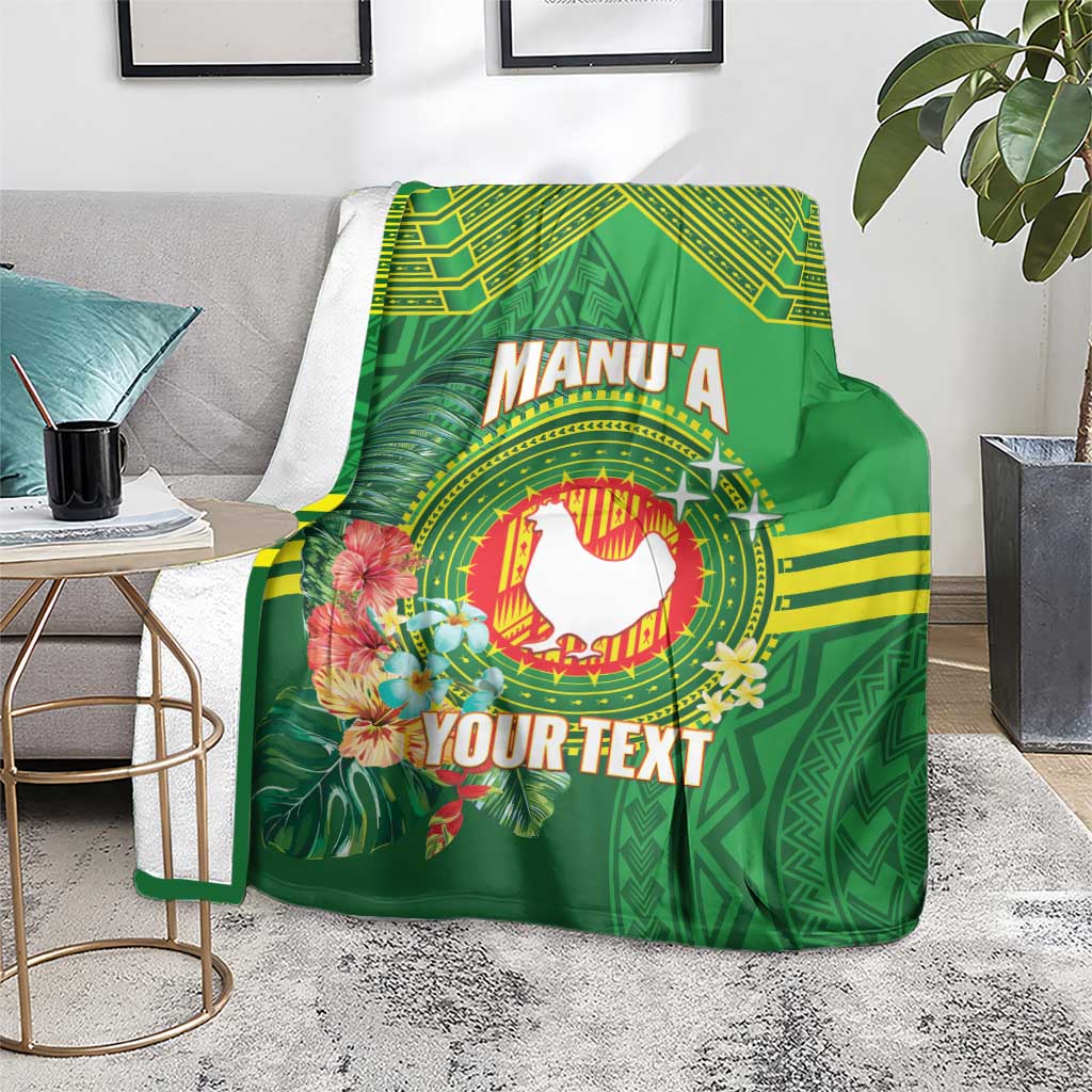 Personalized Manu'a Cession Day Blanket Tropical Flowers With Polynesian Pattern LT14 - Polynesian Pride