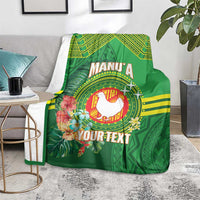 Personalized Manu'a Cession Day Blanket Tropical Flowers With Polynesian Pattern LT14 - Polynesian Pride