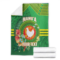 Personalized Manu'a Cession Day Blanket Tropical Flowers With Polynesian Pattern LT14 - Polynesian Pride