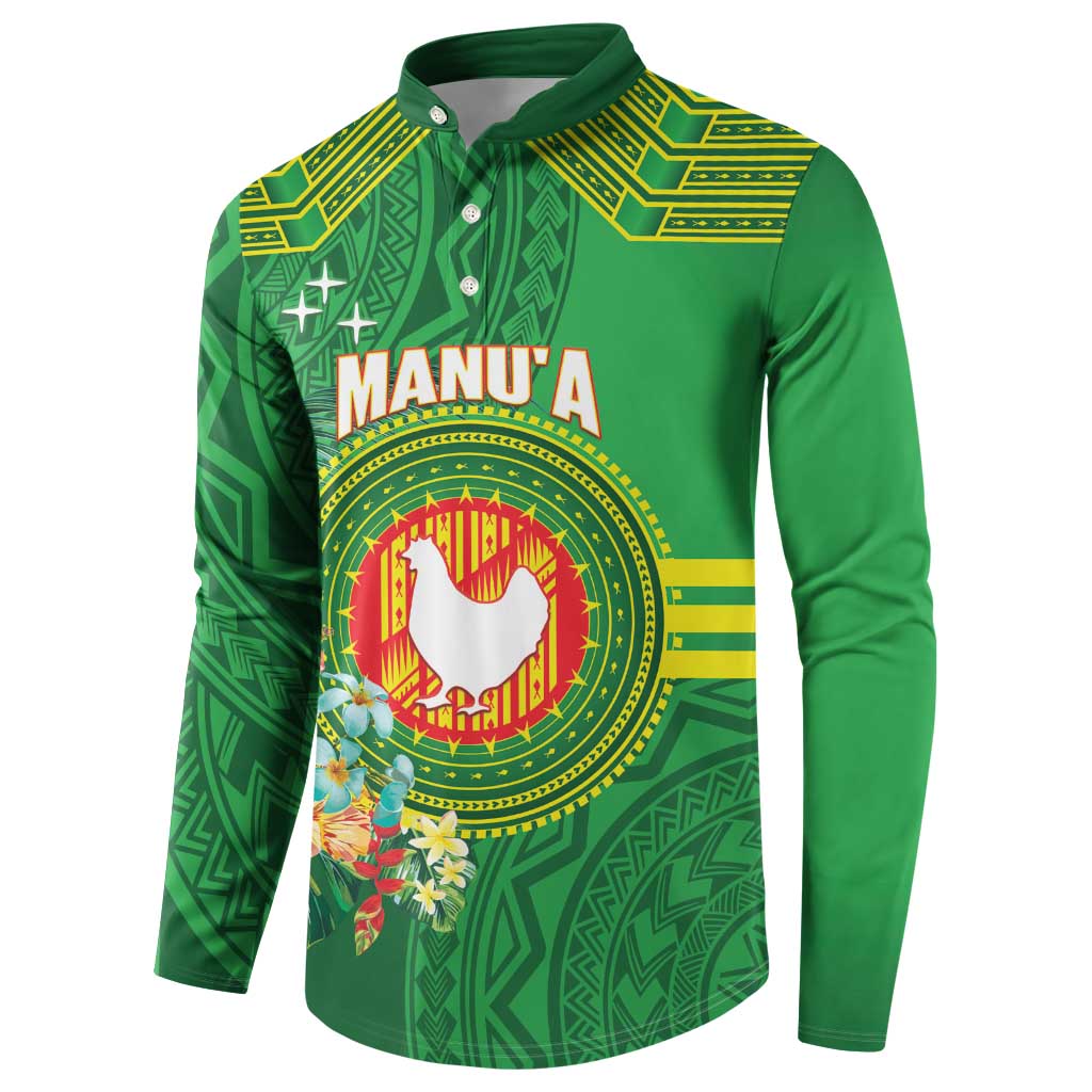 Personalized Manu'a Cession Day Button Sweatshirt Tropical Flowers With Polynesian Pattern LT14 - Polynesian Pride