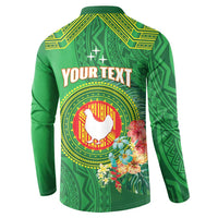 Personalized Manu'a Cession Day Button Sweatshirt Tropical Flowers With Polynesian Pattern LT14 - Polynesian Pride