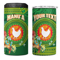 Personalized Manu'a Cession Day 4 in 1 Can Cooler Tumbler Tropical Flowers With Polynesian Pattern LT14 One Size: 16 oz Green - Polynesian Pride