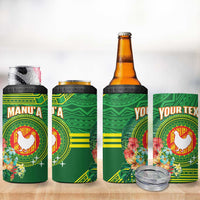 Personalized Manu'a Cession Day 4 in 1 Can Cooler Tumbler Tropical Flowers With Polynesian Pattern LT14 - Polynesian Pride