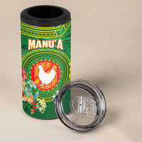 Personalized Manu'a Cession Day 4 in 1 Can Cooler Tumbler Tropical Flowers With Polynesian Pattern LT14 - Polynesian Pride
