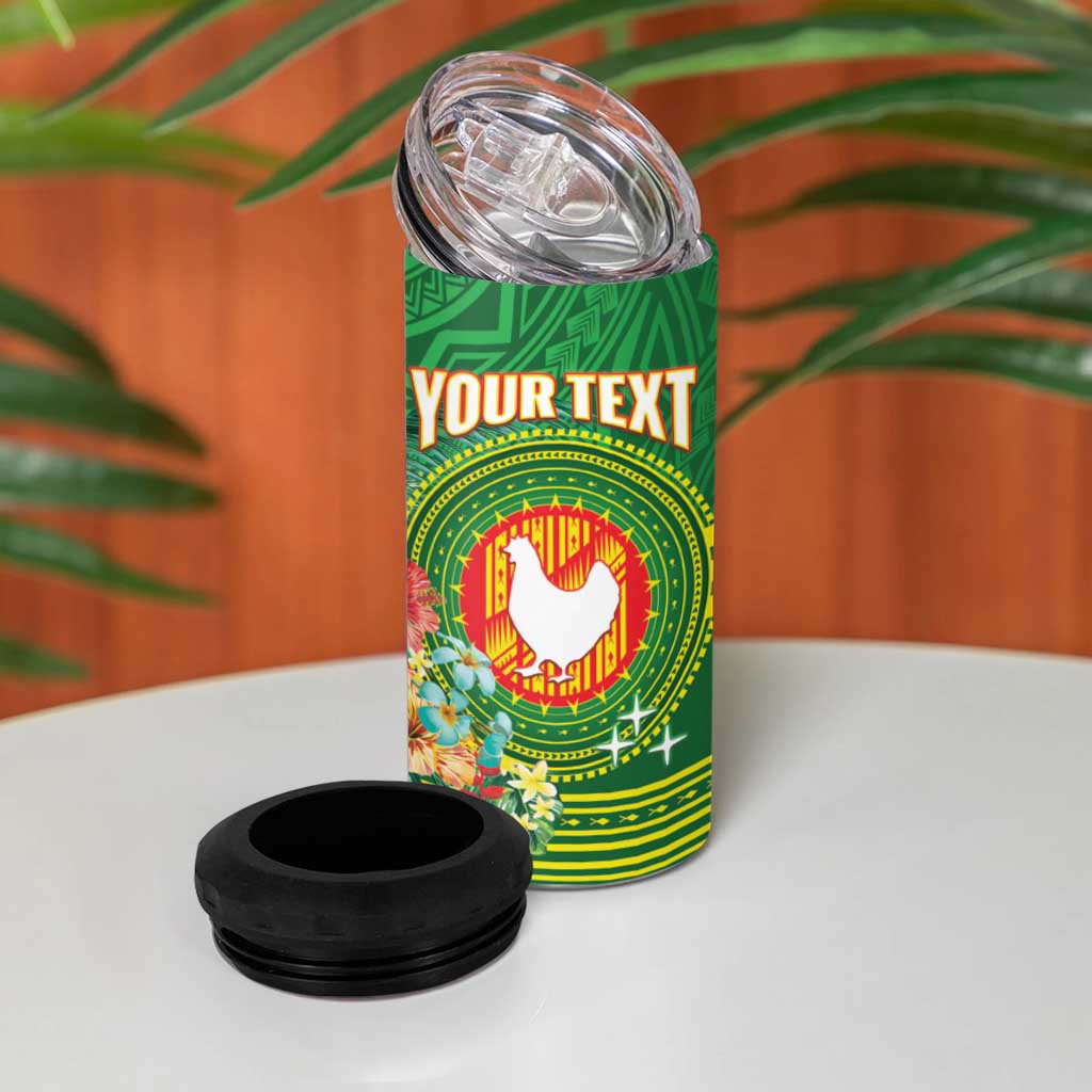 Personalized Manu'a Cession Day 4 in 1 Can Cooler Tumbler Tropical Flowers With Polynesian Pattern LT14 - Polynesian Pride