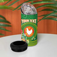 Personalized Manu'a Cession Day 4 in 1 Can Cooler Tumbler Tropical Flowers With Polynesian Pattern LT14 - Polynesian Pride