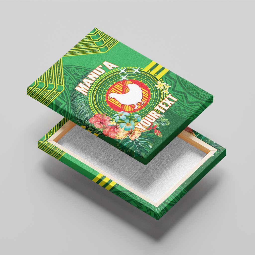 Personalized Manu'a Cession Day Canvas Wall Art Tropical Flowers With Polynesian Pattern