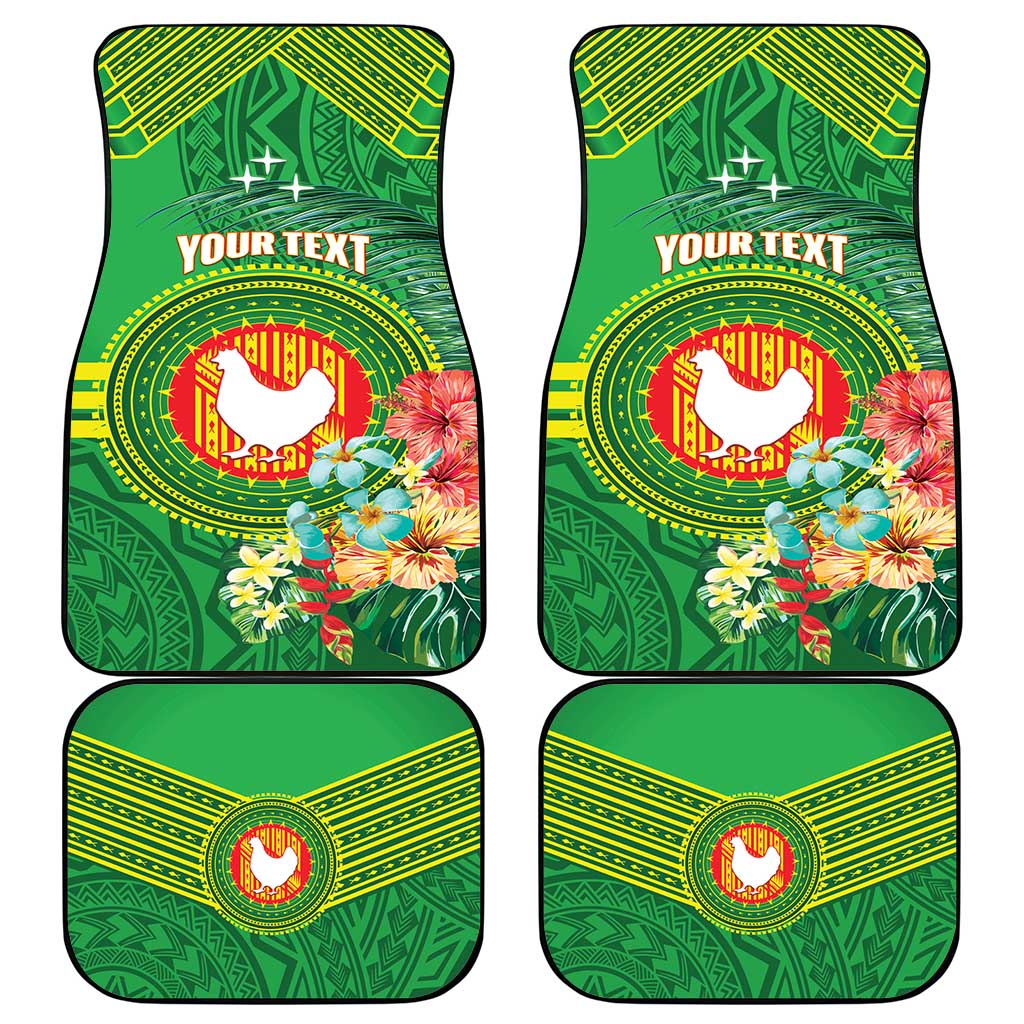 Personalized Manu'a Cession Day Car Mats Tropical Flowers With Polynesian Pattern LT14 - Polynesian Pride