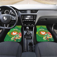 Personalized Manu'a Cession Day Car Mats Tropical Flowers With Polynesian Pattern LT14 Set 2pcs - Front Green - Polynesian Pride