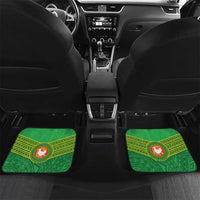Personalized Manu'a Cession Day Car Mats Tropical Flowers With Polynesian Pattern LT14 Set 2pcs - Back Green - Polynesian Pride
