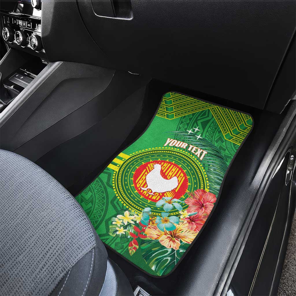 Personalized Manu'a Cession Day Car Mats Tropical Flowers With Polynesian Pattern LT14 - Polynesian Pride