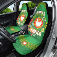 Personalized Manu'a Cession Day Car Seat Cover Tropical Flowers With Polynesian Pattern