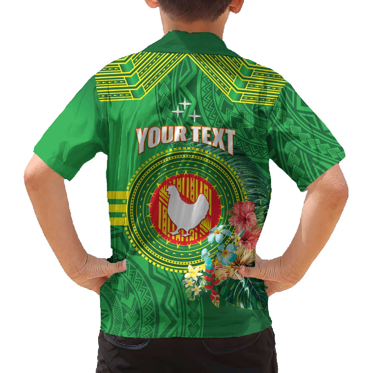 Personalized Manu'a Cession Day Family Matching Off The Shoulder Long Sleeve Dress and Hawaiian Shirt Tropical Flowers With Polynesian Pattern