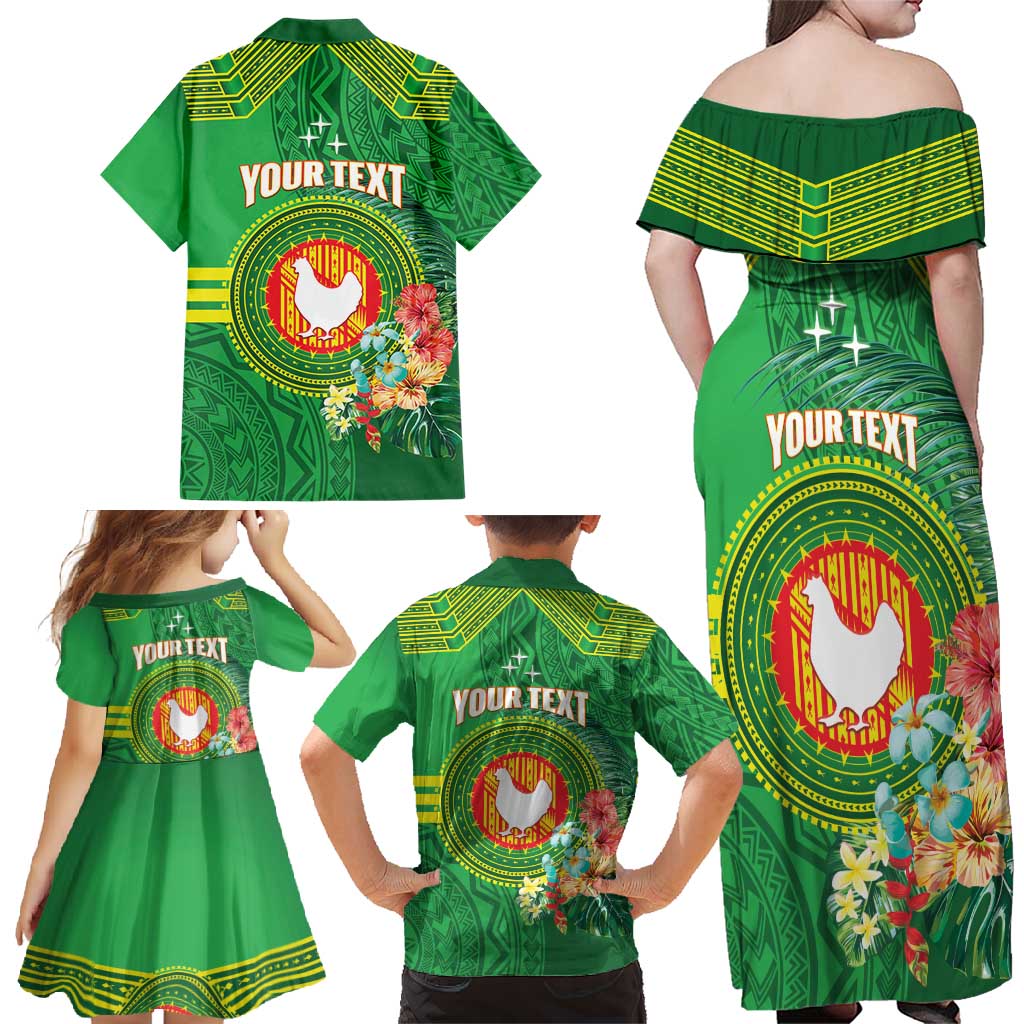 Personalized Manu'a Cession Day Family Matching Off Shoulder Maxi Dress and Hawaiian Shirt Tropical Flowers With Polynesian Pattern LT14 - Polynesian Pride