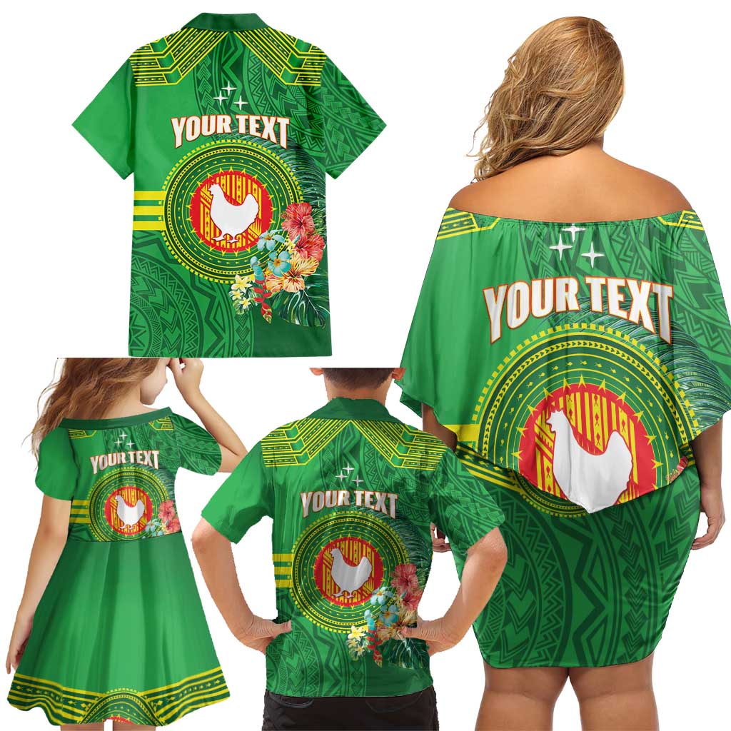 Personalized Manu'a Cession Day Family Matching Off Shoulder Short Dress and Hawaiian Shirt Tropical Flowers With Polynesian Pattern LT14 - Polynesian Pride