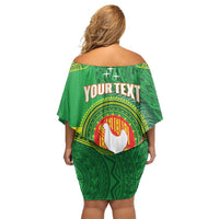 Personalized Manu'a Cession Day Family Matching Off Shoulder Short Dress and Hawaiian Shirt Tropical Flowers With Polynesian Pattern LT14 - Polynesian Pride