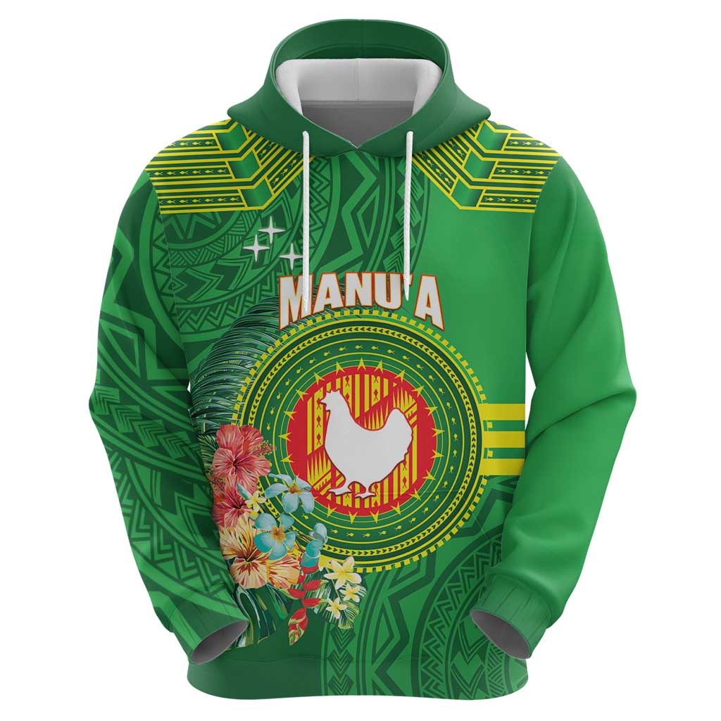 Personalized Manu'a Cession Day Hoodie Tropical Flowers With Polynesian Pattern