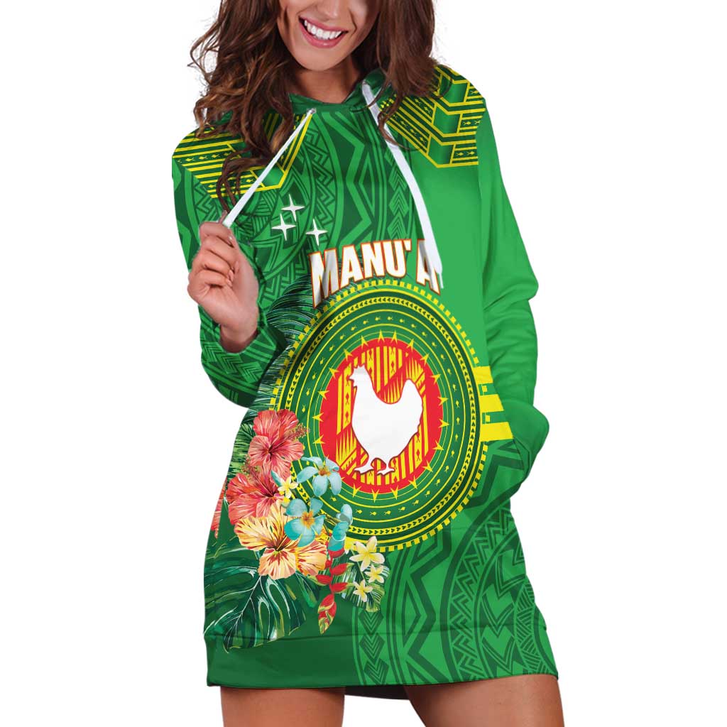 Personalized Manu'a Cession Day Hoodie Dress Tropical Flowers With Polynesian Pattern