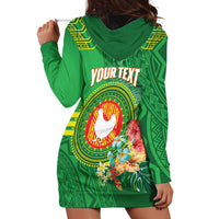 Personalized Manu'a Cession Day Hoodie Dress Tropical Flowers With Polynesian Pattern