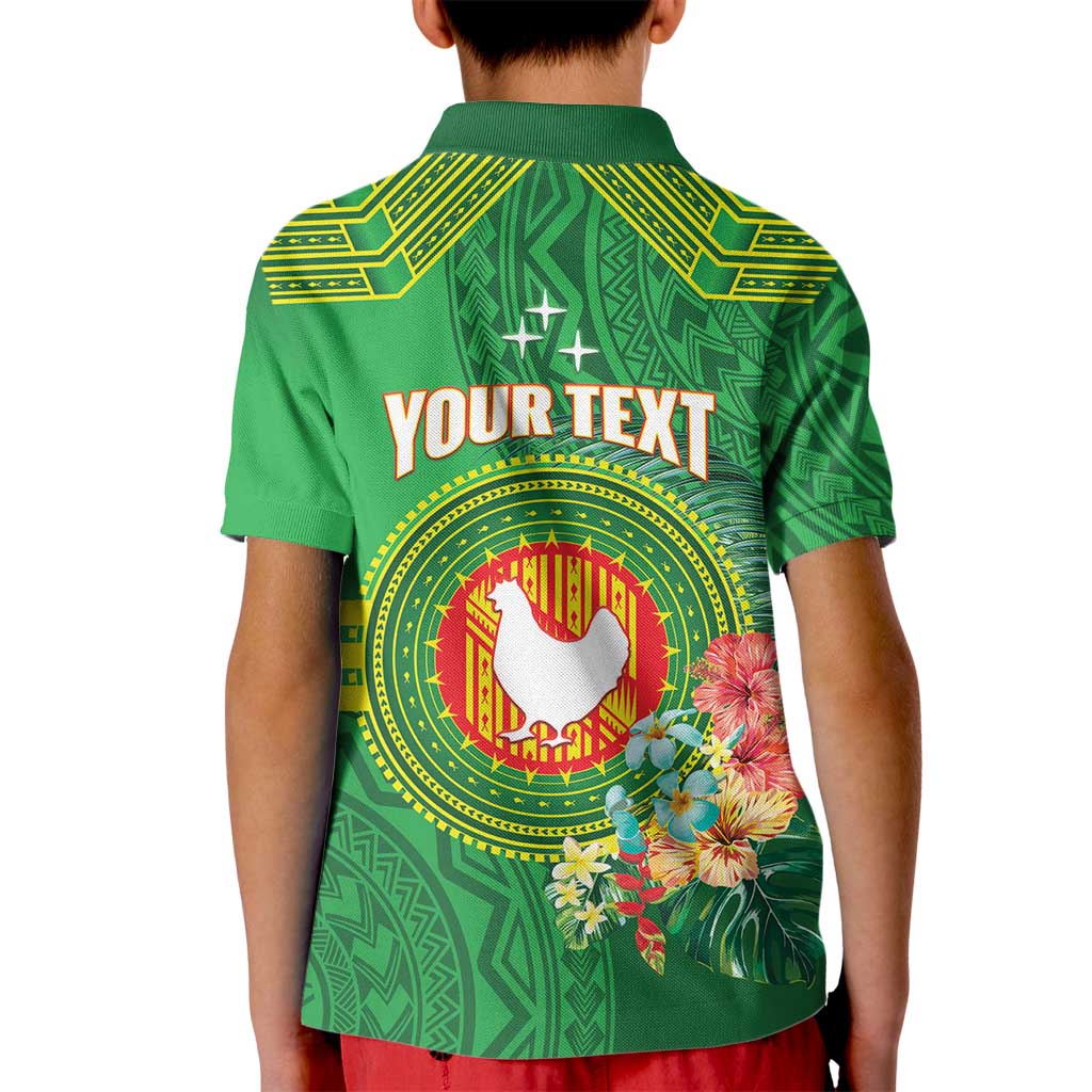 Personalized Manu'a Cession Day Kid Polo Shirt Tropical Flowers With Polynesian Pattern LT14 - Polynesian Pride
