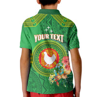Personalized Manu'a Cession Day Kid Polo Shirt Tropical Flowers With Polynesian Pattern LT14 - Polynesian Pride