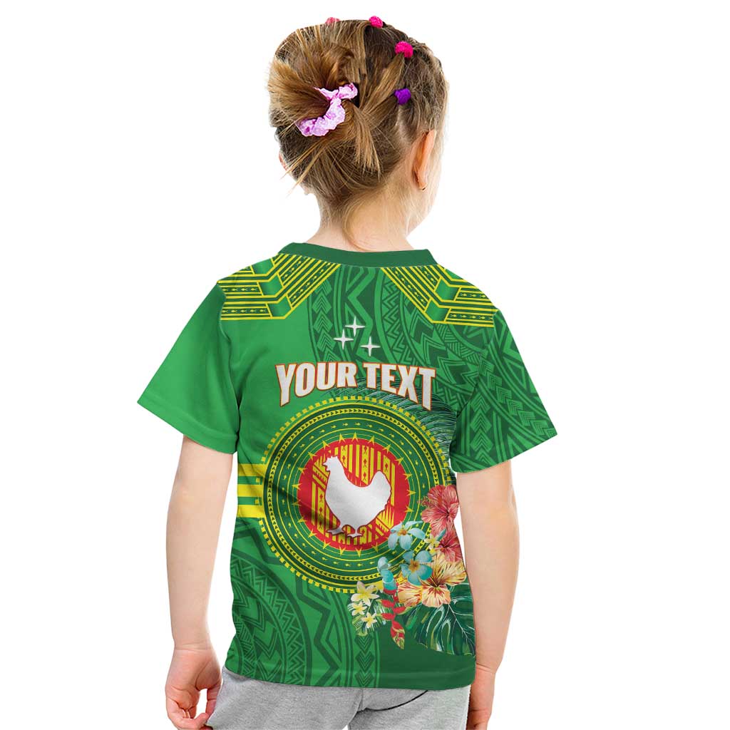 Personalized Manu'a Cession Day Kid T Shirt Tropical Flowers With Polynesian Pattern LT14 - Polynesian Pride