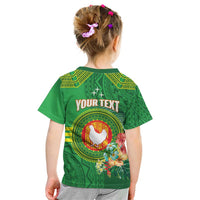 Personalized Manu'a Cession Day Kid T Shirt Tropical Flowers With Polynesian Pattern LT14 - Polynesian Pride