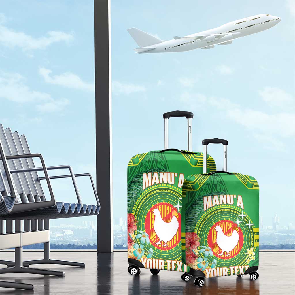 Personalized Manu'a Cession Day Luggage Cover Tropical Flowers With Polynesian Pattern