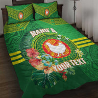 Personalized Manu'a Cession Day Quilt Bed Set Tropical Flowers With Polynesian Pattern