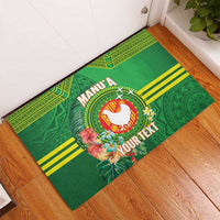Personalized Manu'a Cession Day Rubber Doormat Tropical Flowers With Polynesian Pattern LT14 - Polynesian Pride