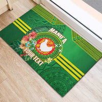 Personalized Manu'a Cession Day Rubber Doormat Tropical Flowers With Polynesian Pattern LT14 - Polynesian Pride
