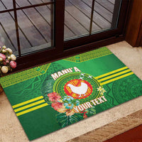 Personalized Manu'a Cession Day Rubber Doormat Tropical Flowers With Polynesian Pattern LT14 - Polynesian Pride