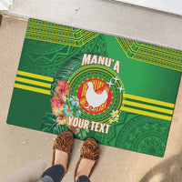 Personalized Manu'a Cession Day Rubber Doormat Tropical Flowers With Polynesian Pattern LT14 - Polynesian Pride